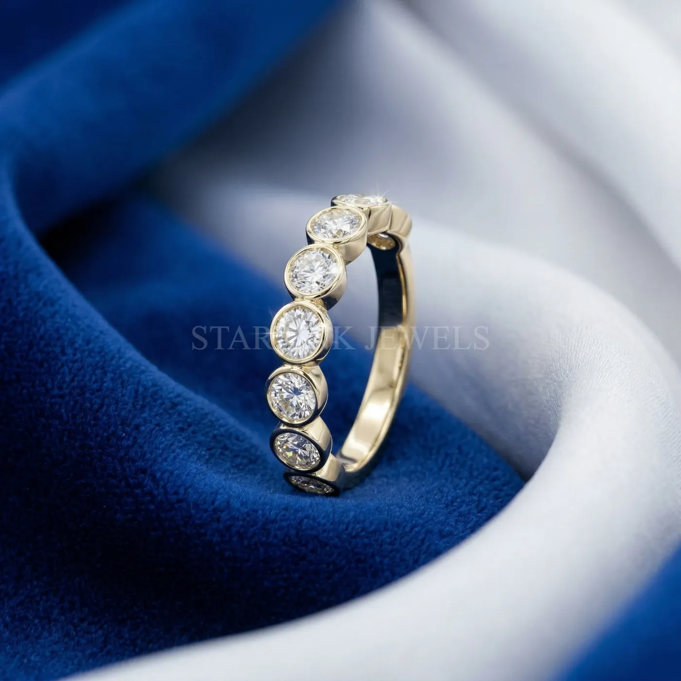 Round Diamond Half Eternity Band (Bezel Setting)