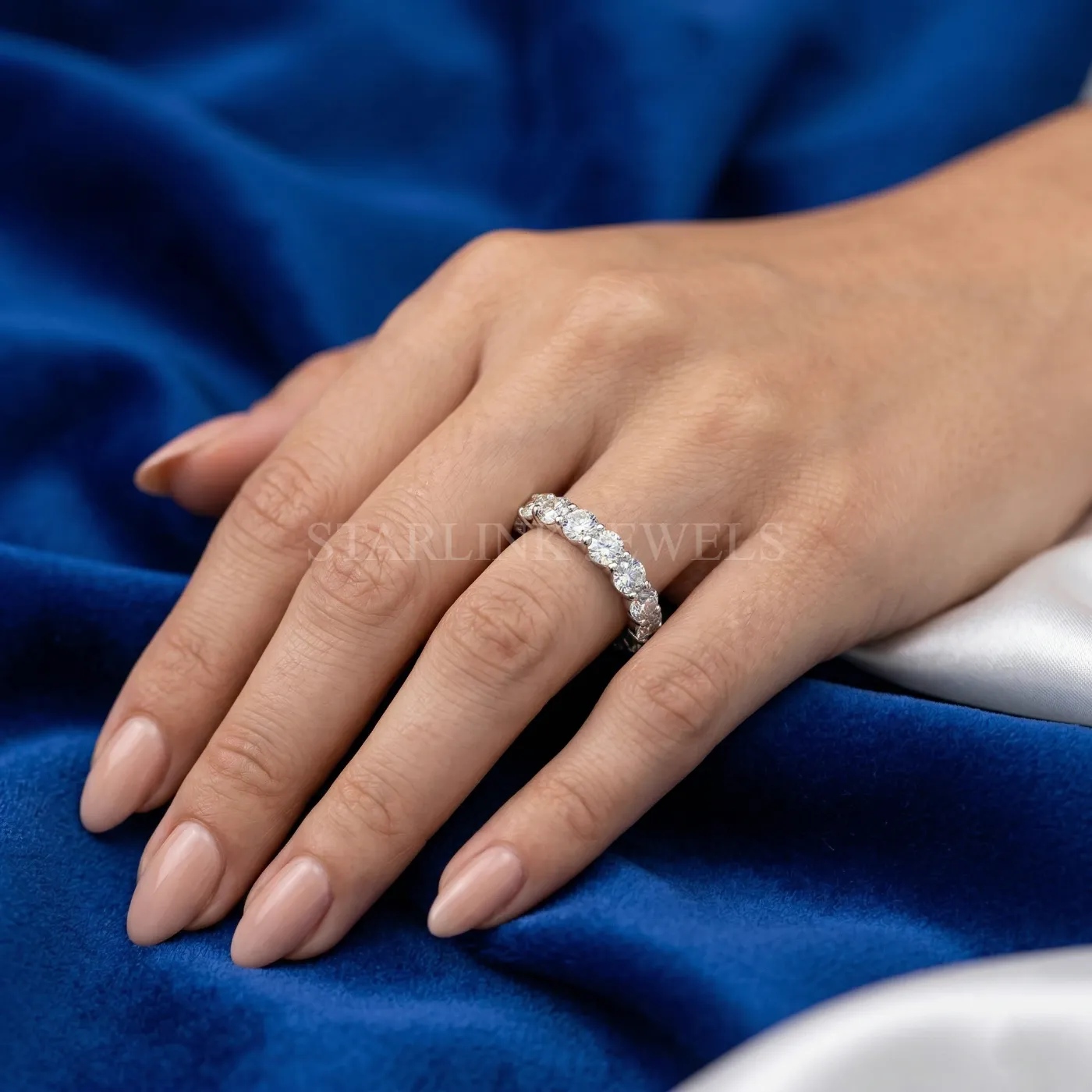 Round Diamond Half Eternity Band – view 2