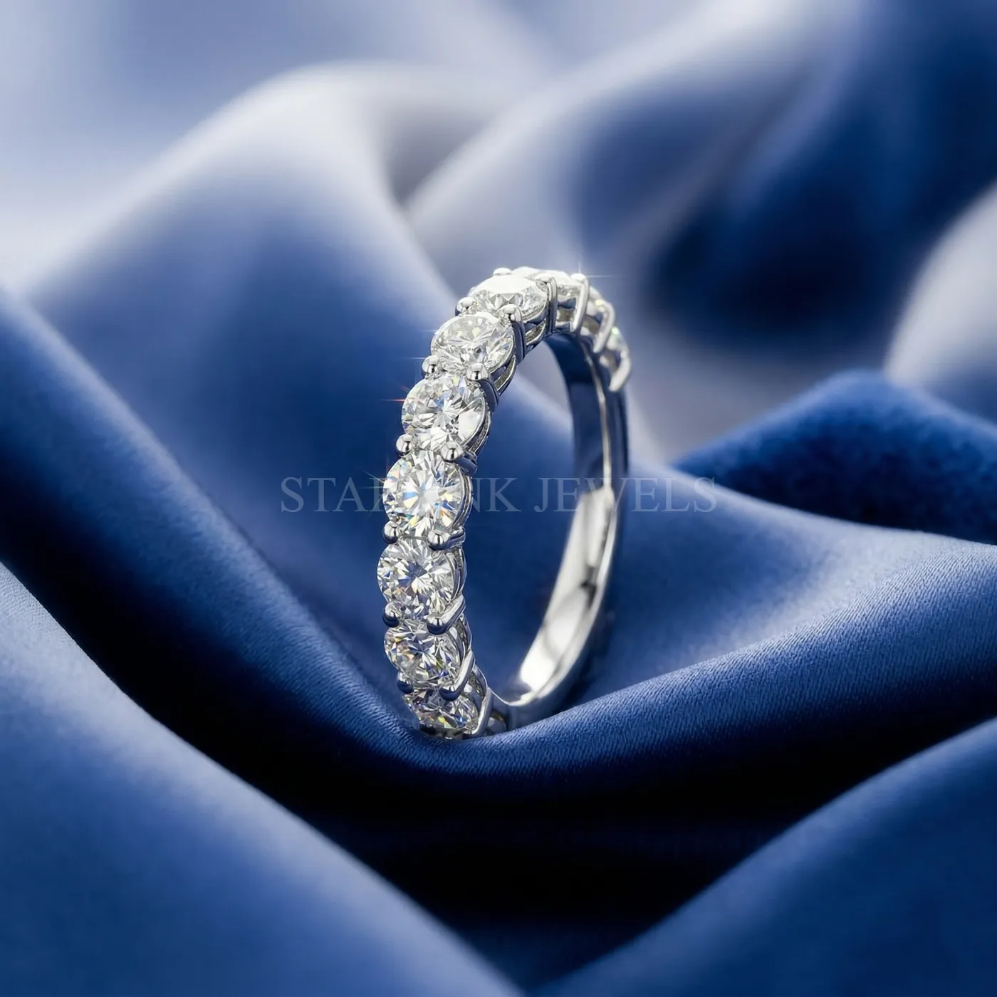 Round Diamond Half Eternity Band