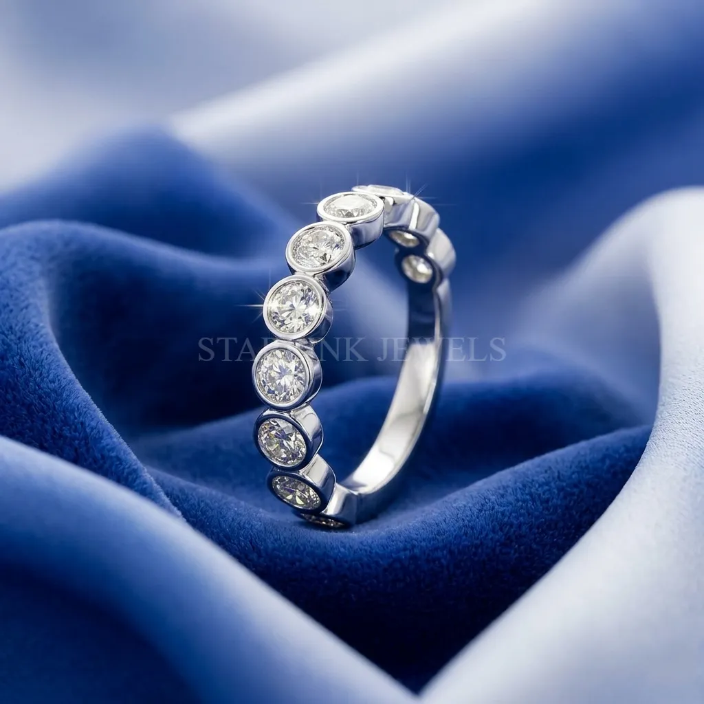 Round Diamond Half Eternity Band