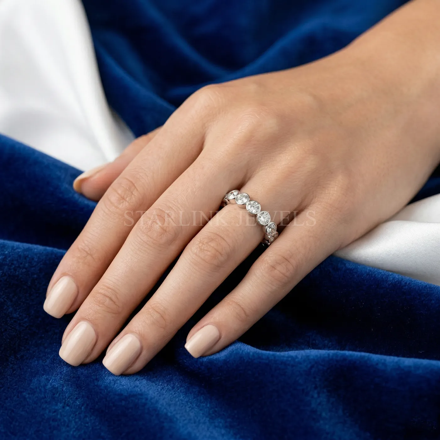 Round Diamond Half Eternity Band – view 2
