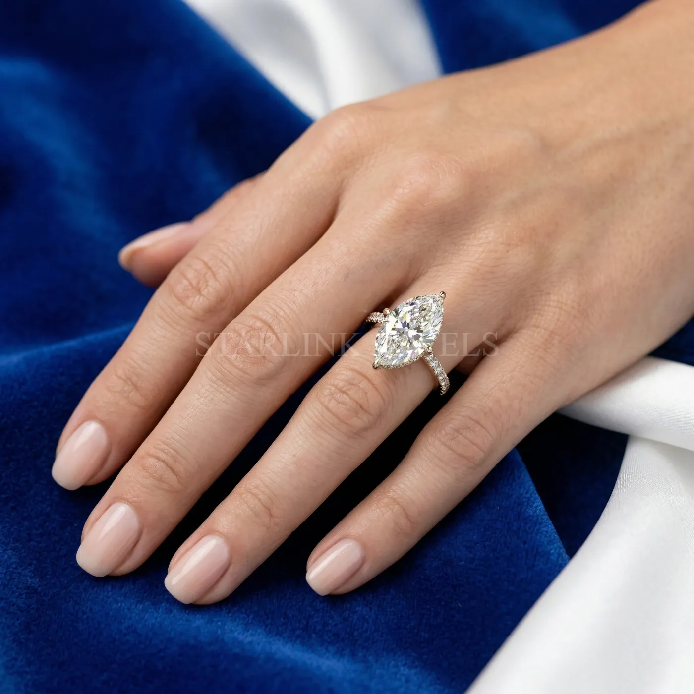 Elegant Marquise Solitaire Diamond Ring – view 2