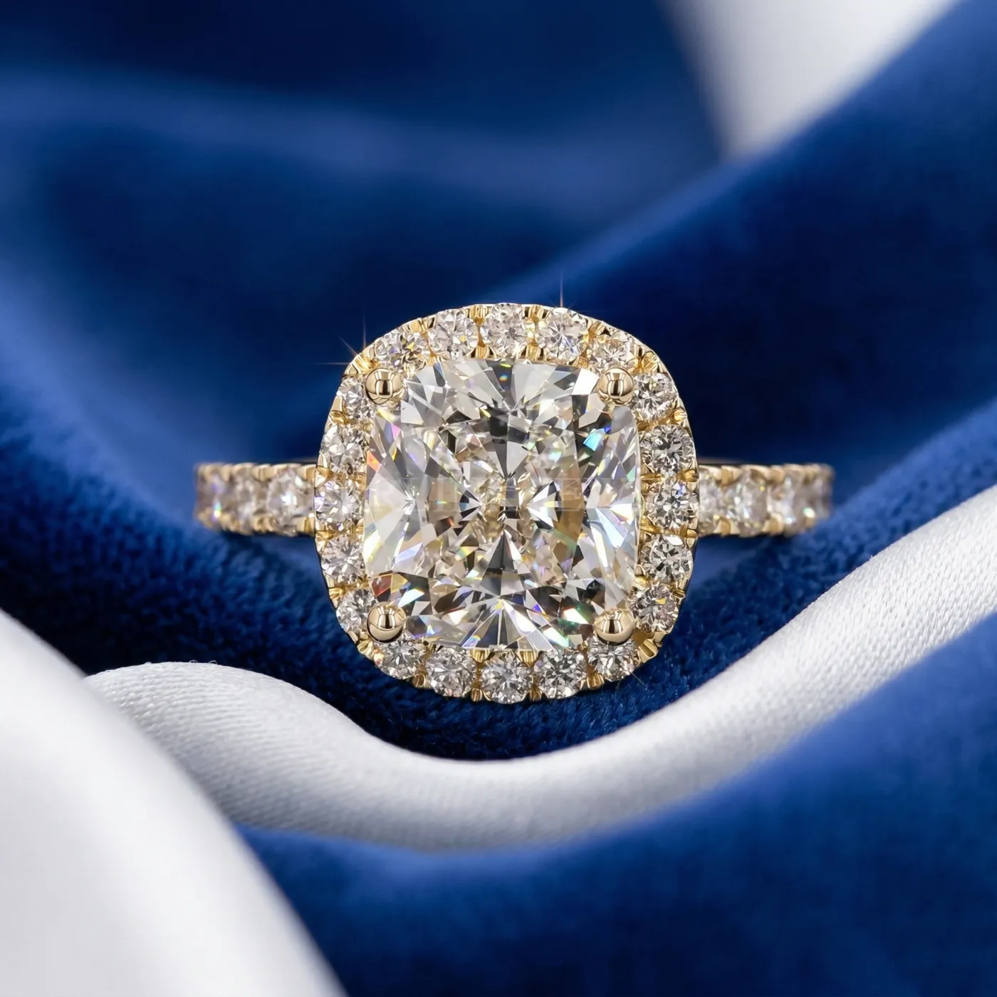 Cushion Diamond Halo Ring