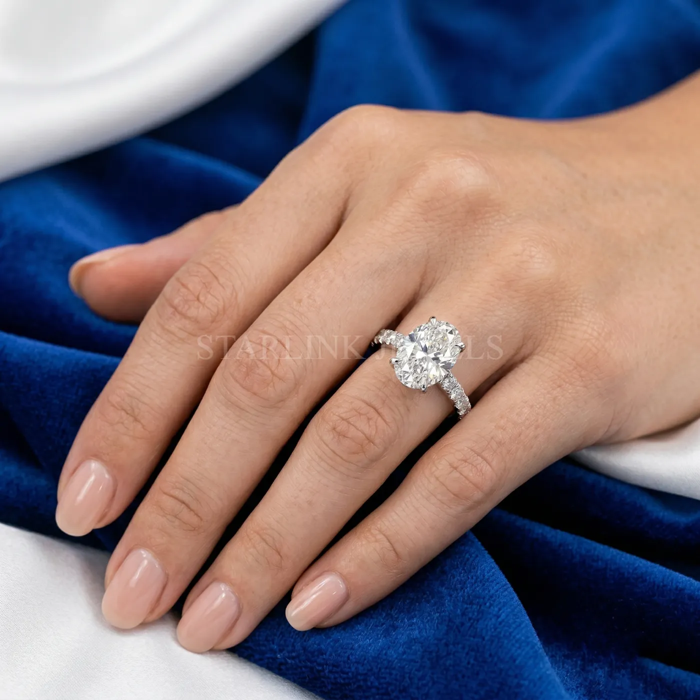 Oval Diamond Solitaire Ring – view 2