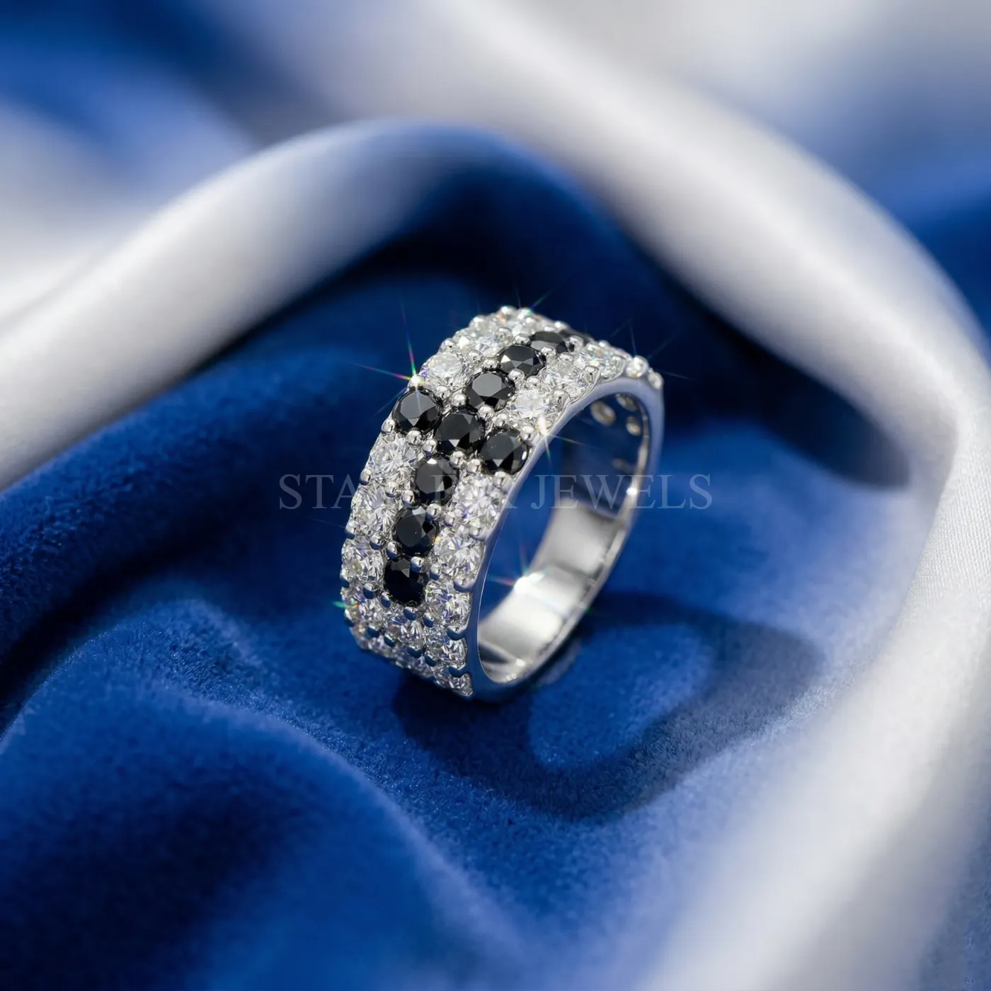 Luxury Black & White Diamond Statement Ring