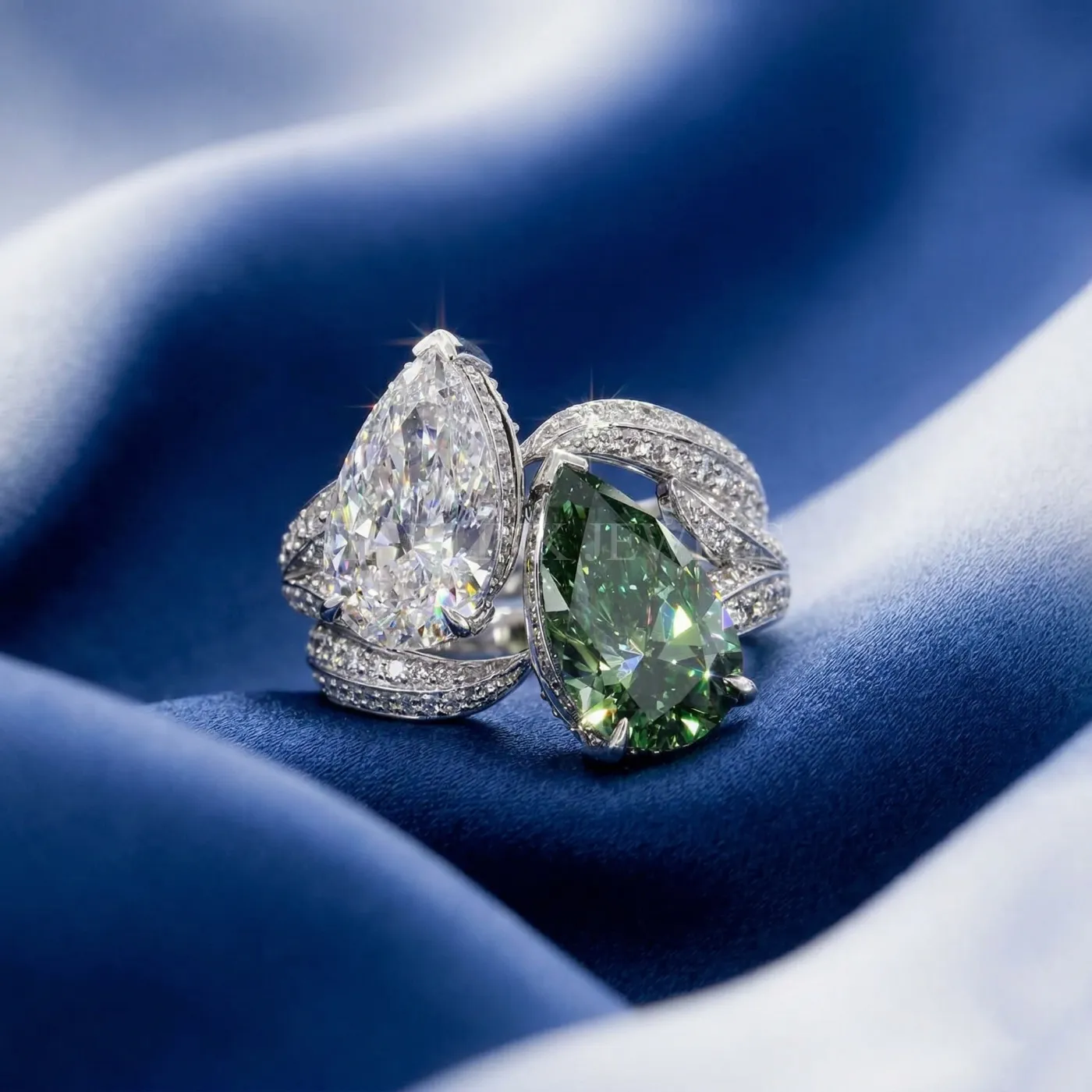 Dual Pear Diamond Ring Set (Toi et Moi Style)