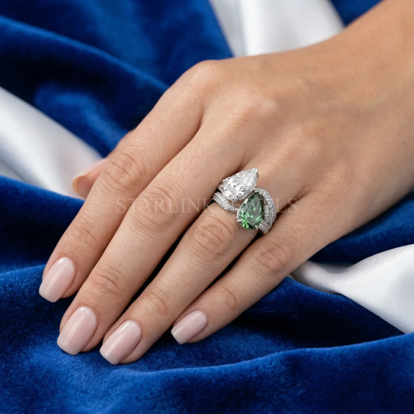 Dual Pear Diamond Ring Set (Toi et Moi Style) – view 2