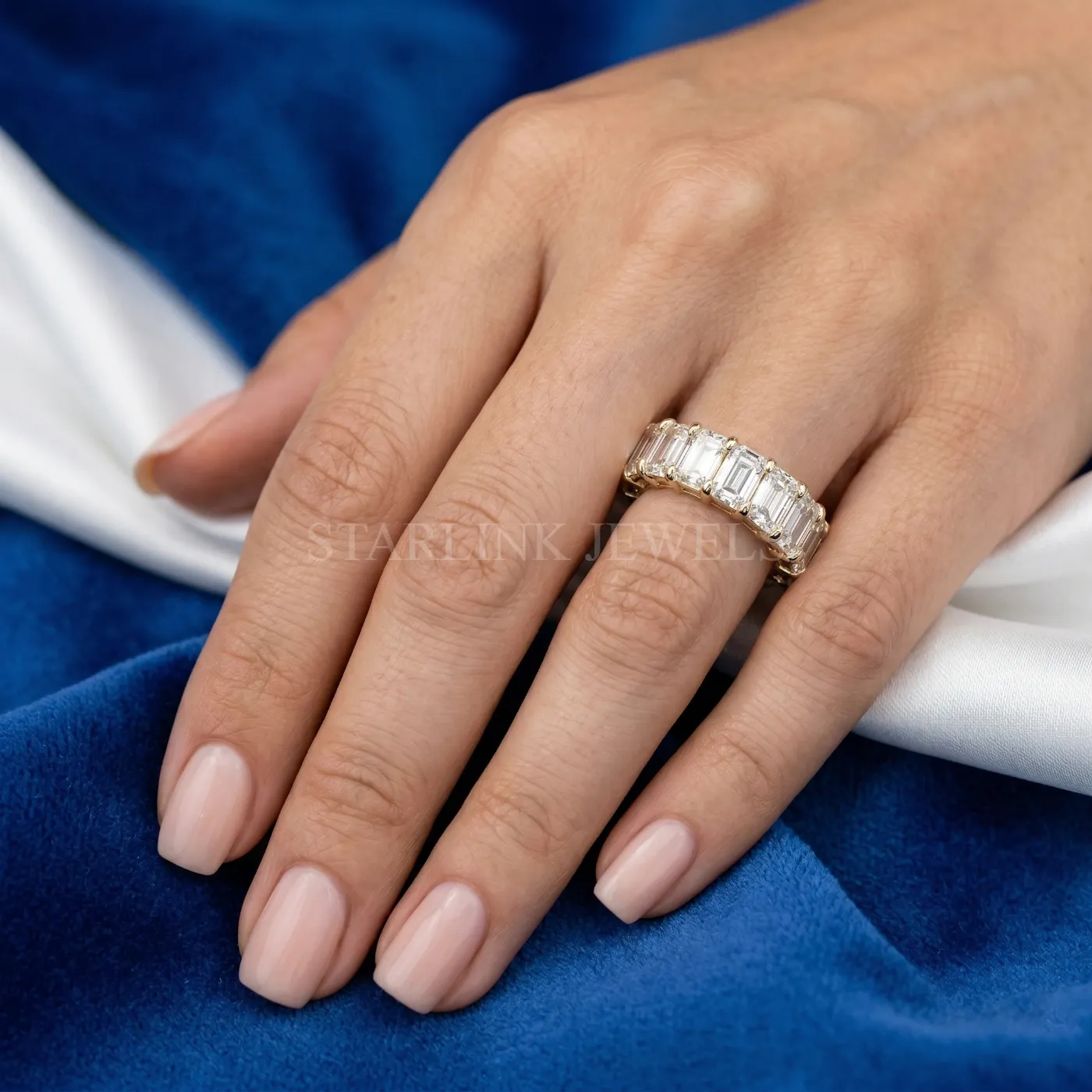 Emerald Cut Diamond Full Eternity Band – view 2