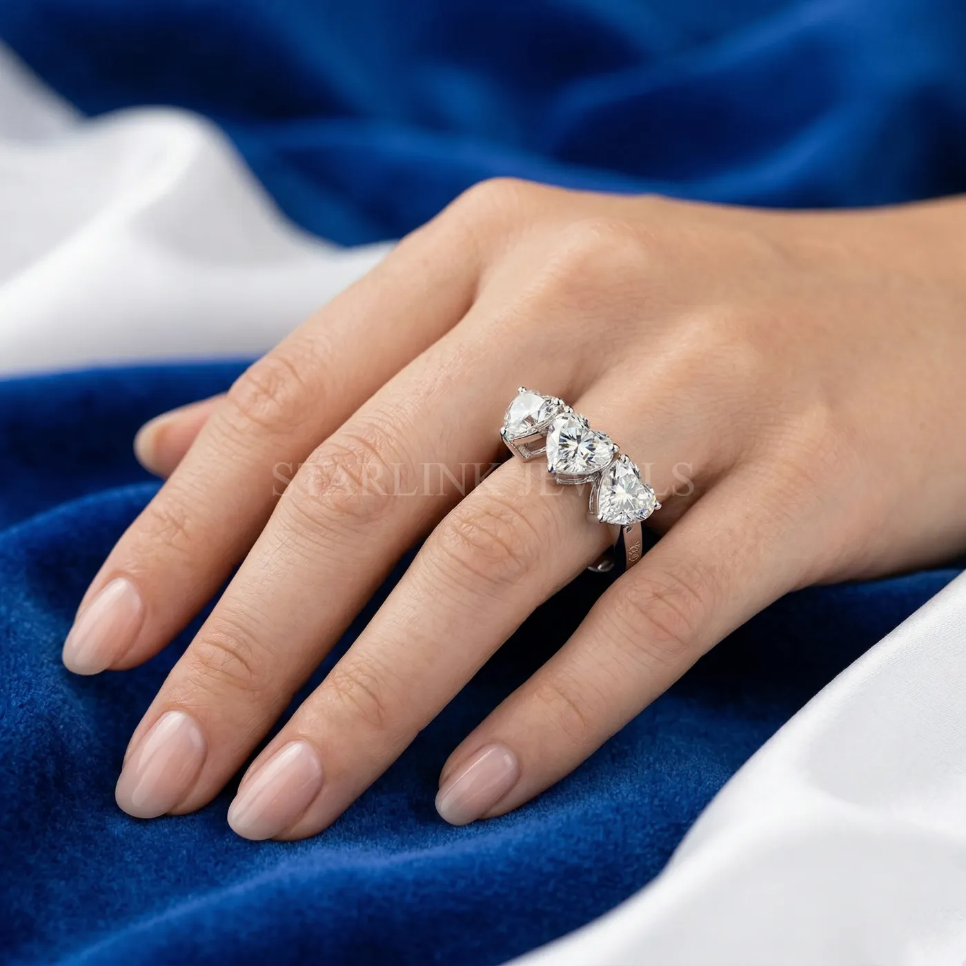 Heart Shape Diamond Trilogy Ring – view 2
