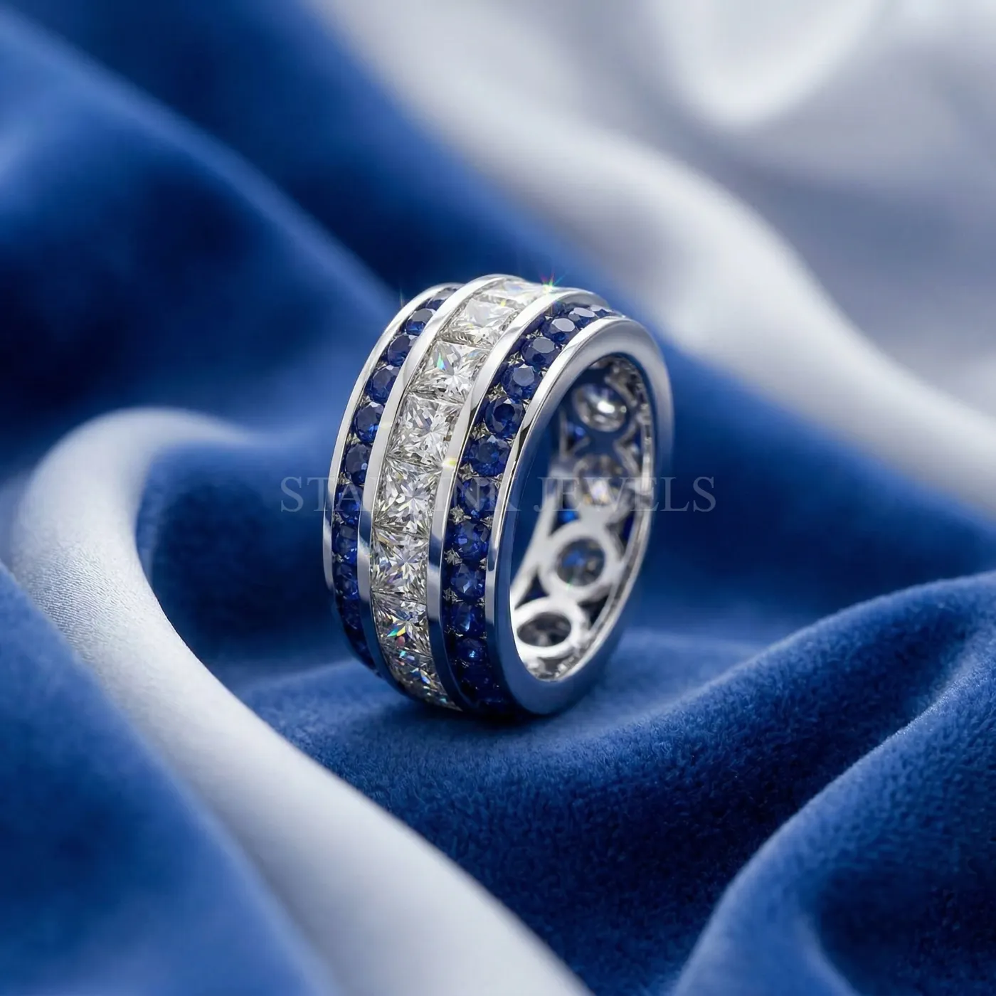 Royal Horizon Blue Sapphire & Princess Diamond Band