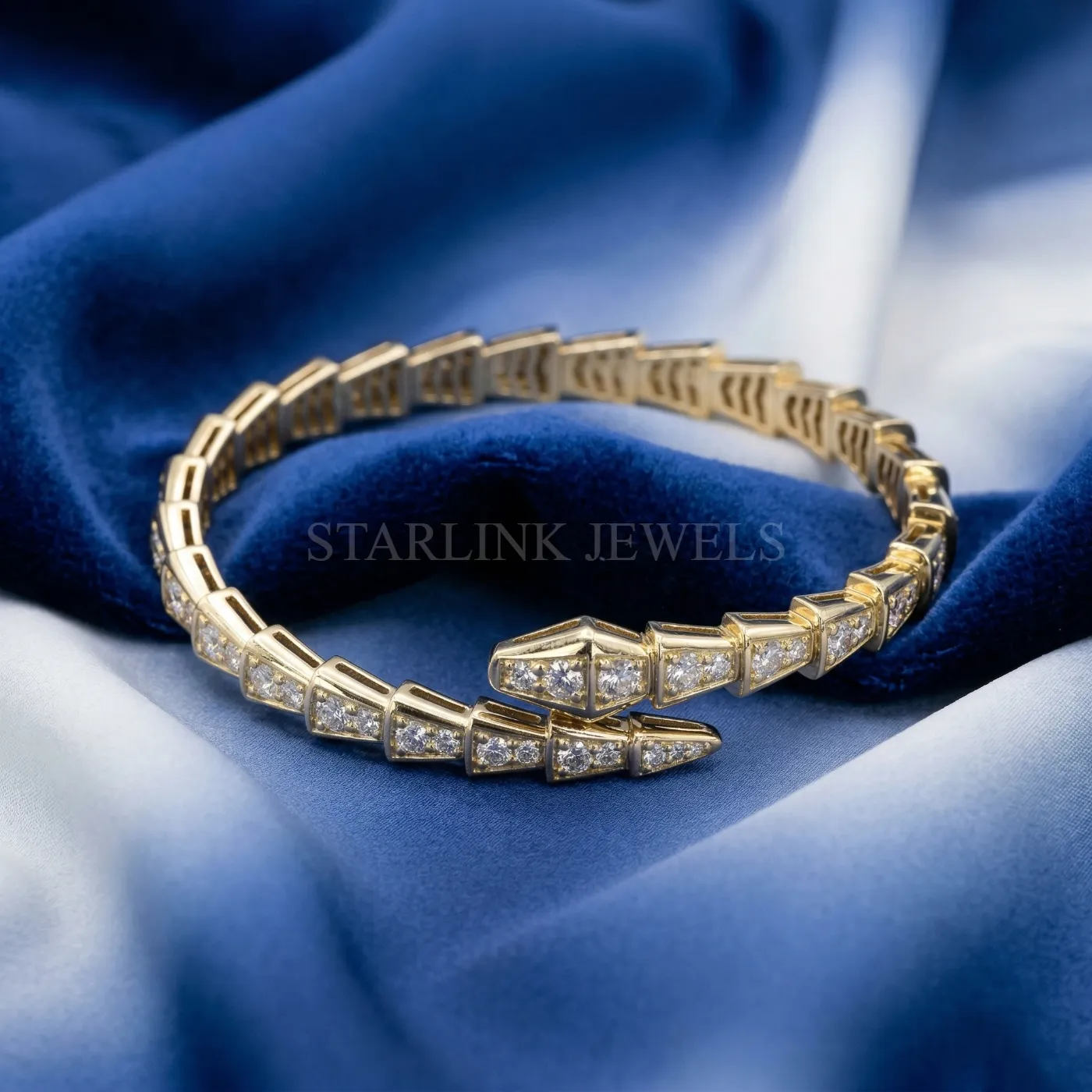 Serpenti-Style Diamond Bracelet in Yellow Gold