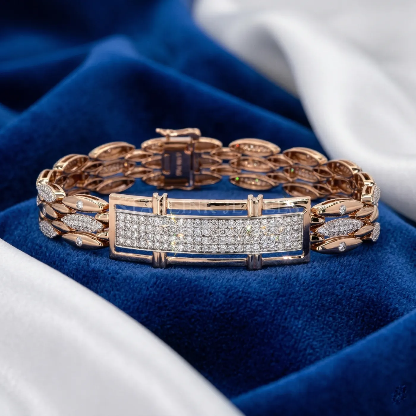 Imperial Link Men’s Diamond Bracelet in Rose Gold