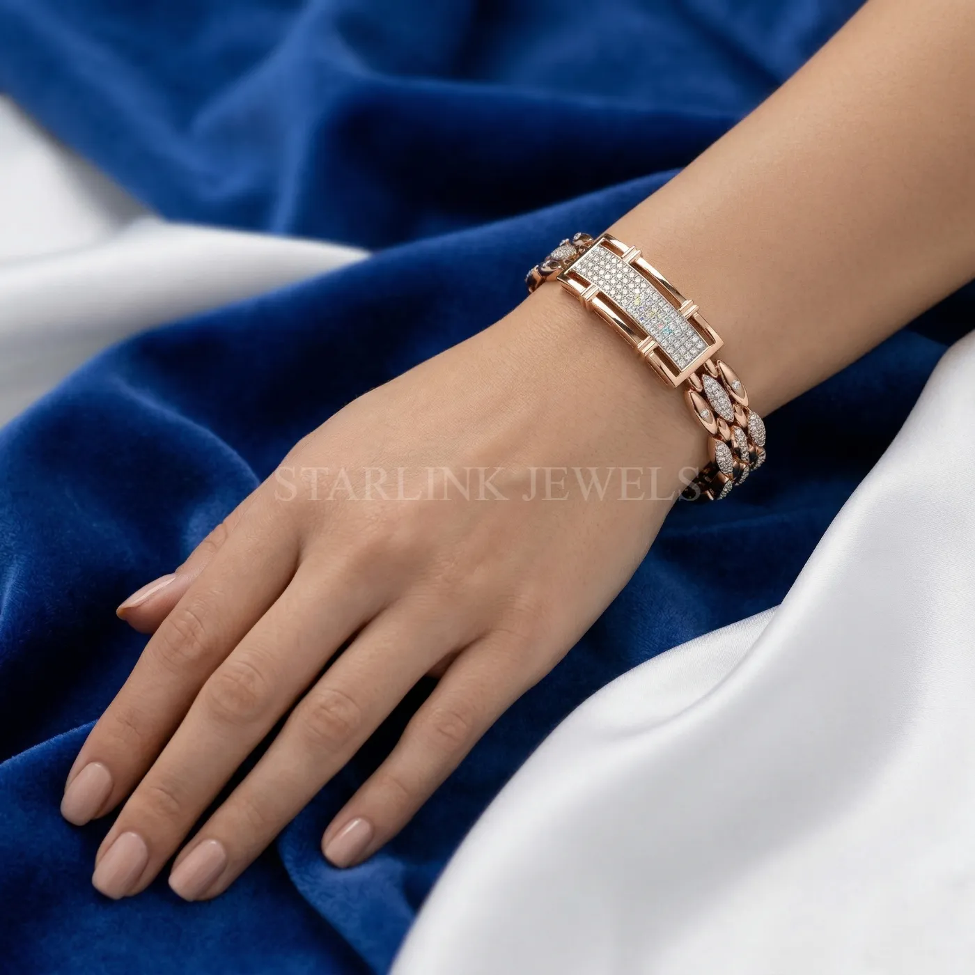 Imperial Link Men’s Diamond Bracelet in Rose Gold – view 2