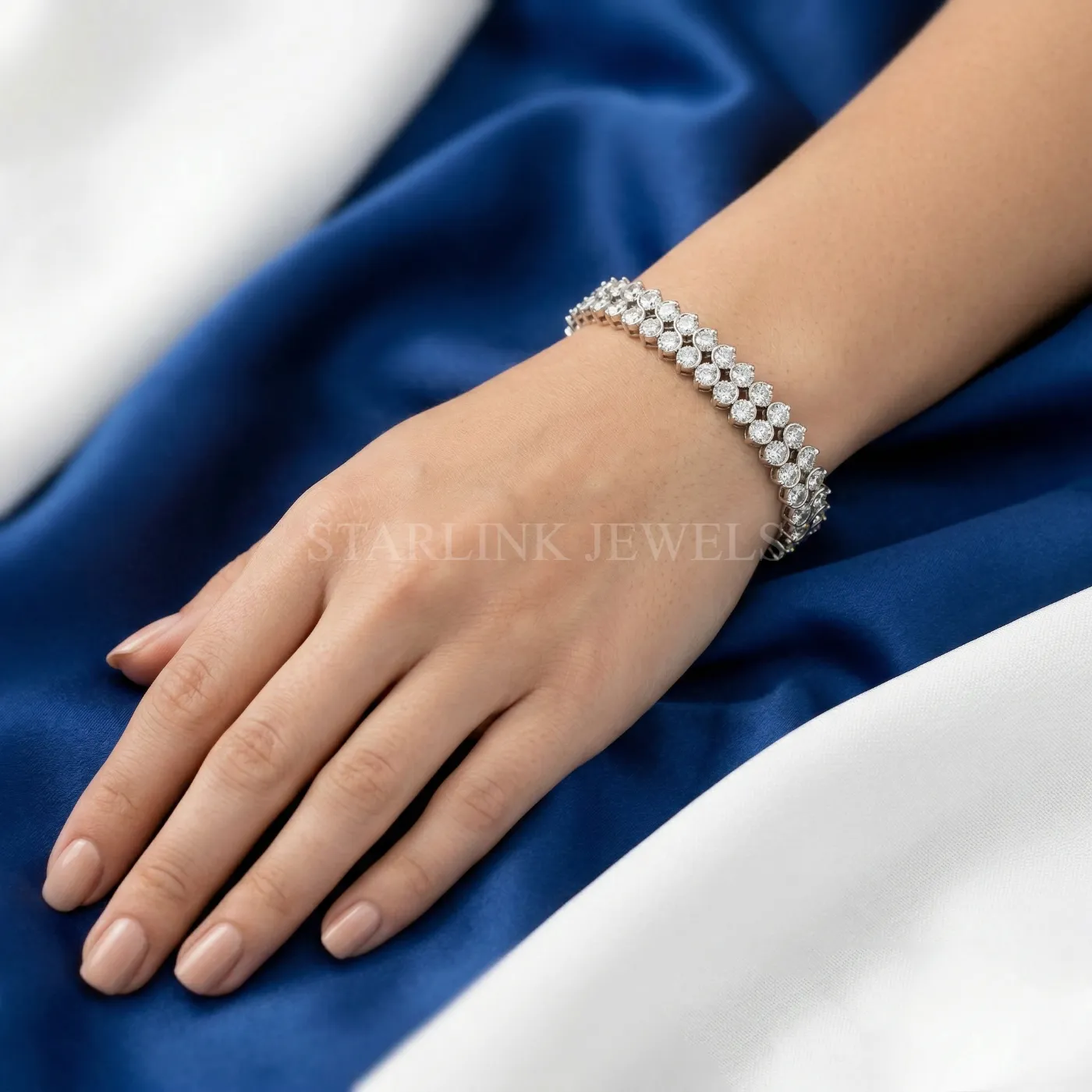 Double Radiance Two-Line Round Diamond Bracelet – view 2