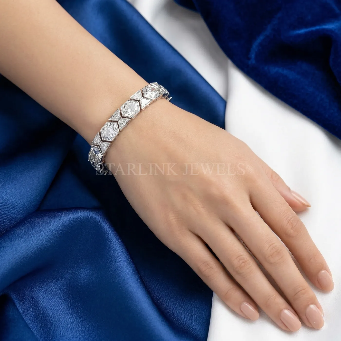 Royal Hexagon Antique Diamond Bracelet – view 2
