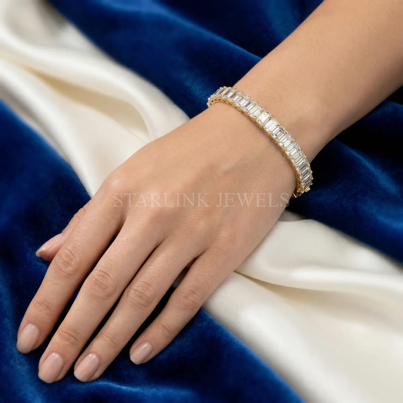 Luxury Emerald Cut Diamond Bracelet – view 2