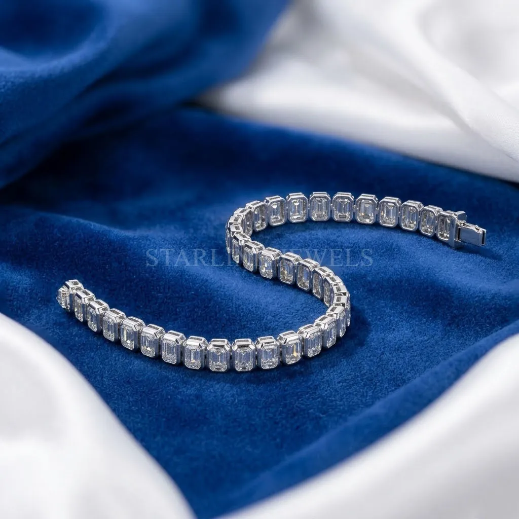Emerald Cut Diamond Tennis Bracelet