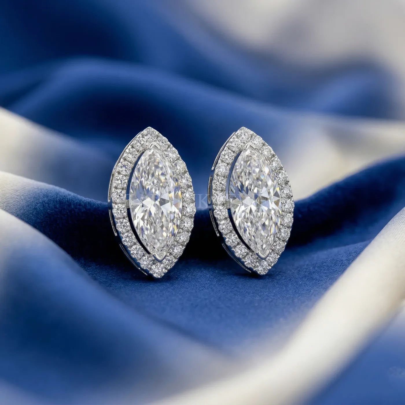 Marquise Cut Diamond Halo Stud Earrings