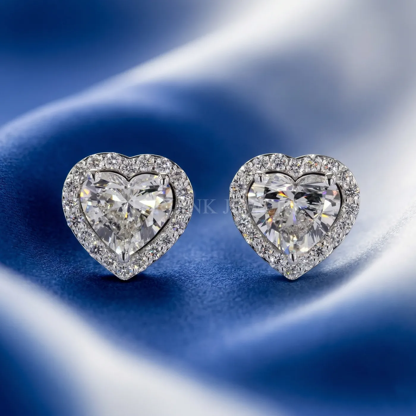 Luxury Heart Cut Diamond Halo Stud Earrings