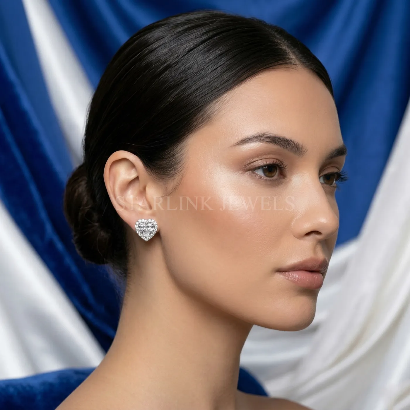 Luxury Heart Cut Diamond Halo Stud Earrings – view 2