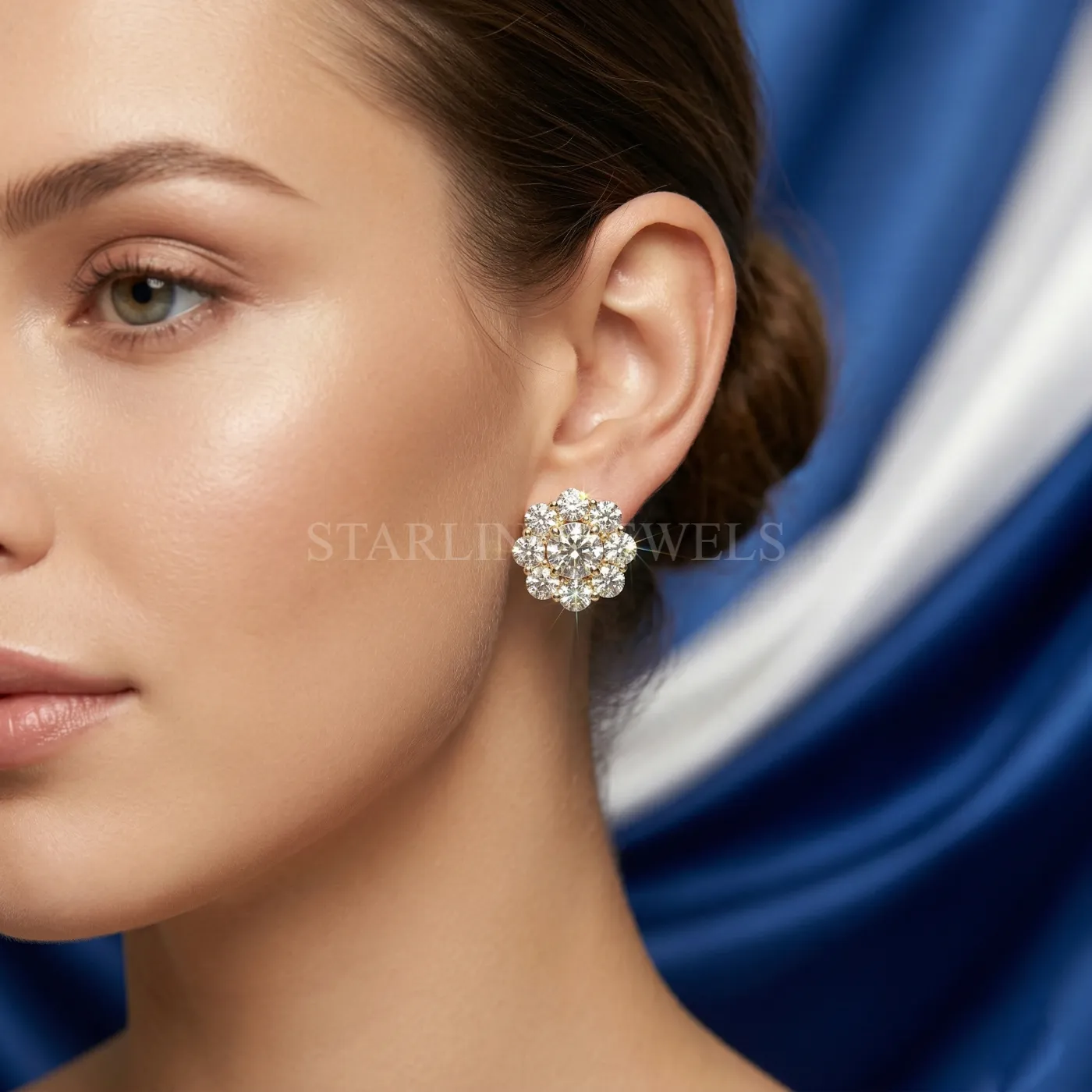 Luxury Detachable Round Diamond Cluster Earrings – view 2