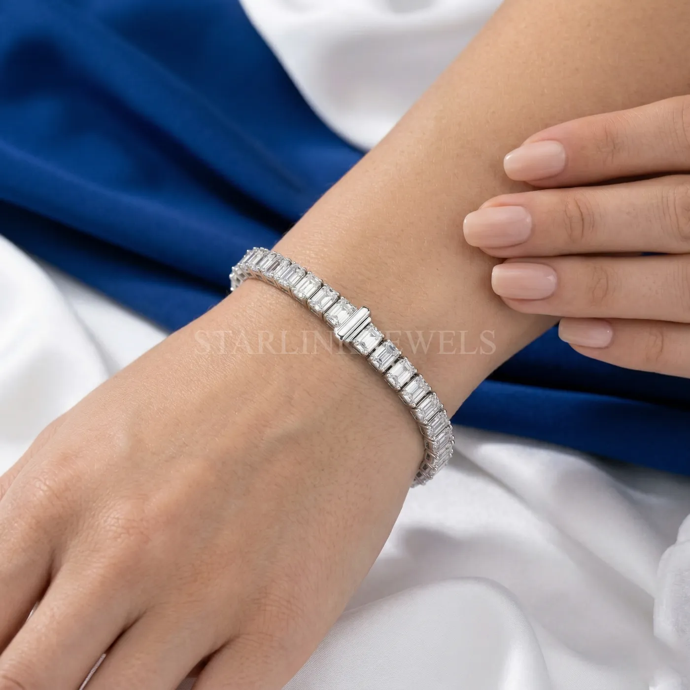Emerald Cut Diamond Tennis Bracelet – view 2