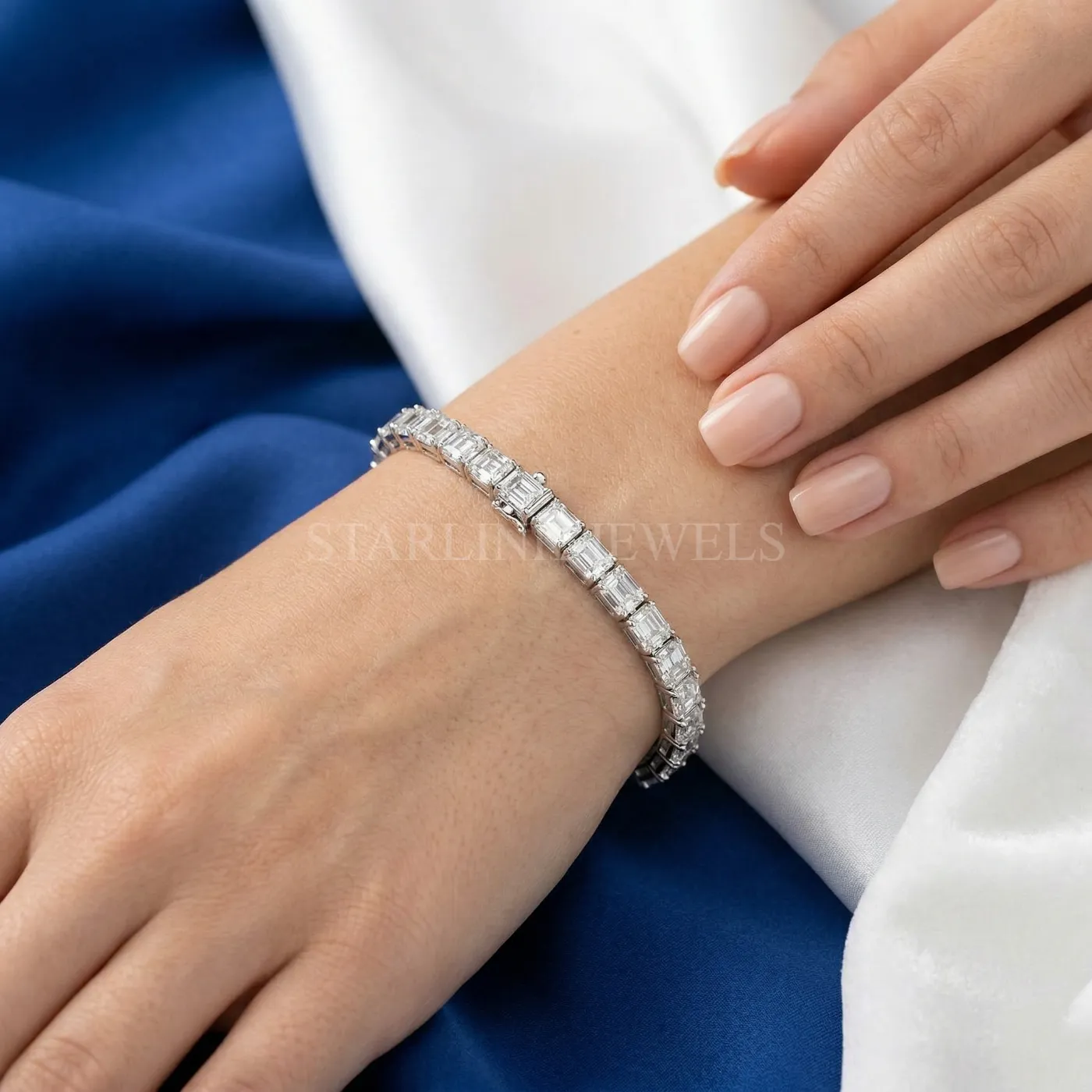 Emerald Cut Diamond Tennis Bracelet – view 2