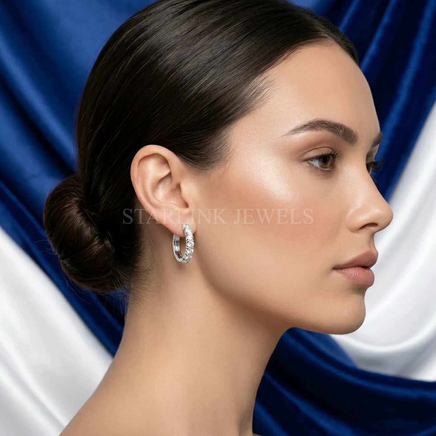 Classic Round Diamond Hoop Earrings – view 2