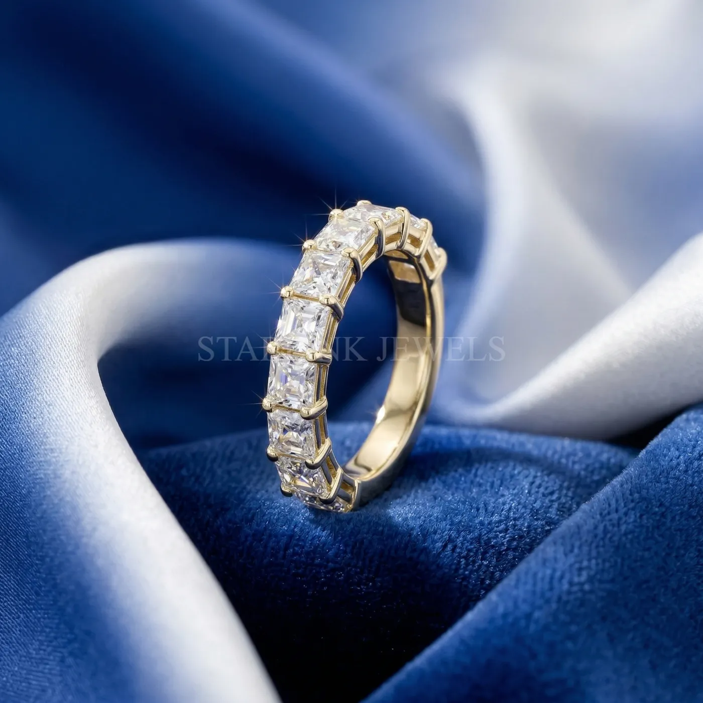 Asscher Cut Diamond Half Eternity Band