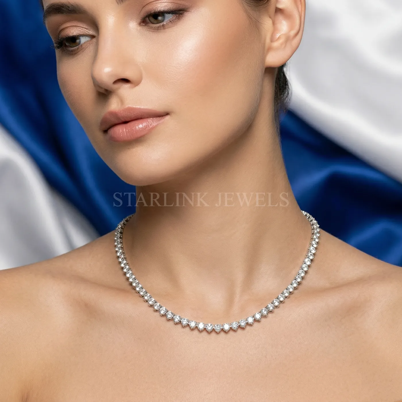 Classic 3-Prong Diamond Tennis Necklace – view 2