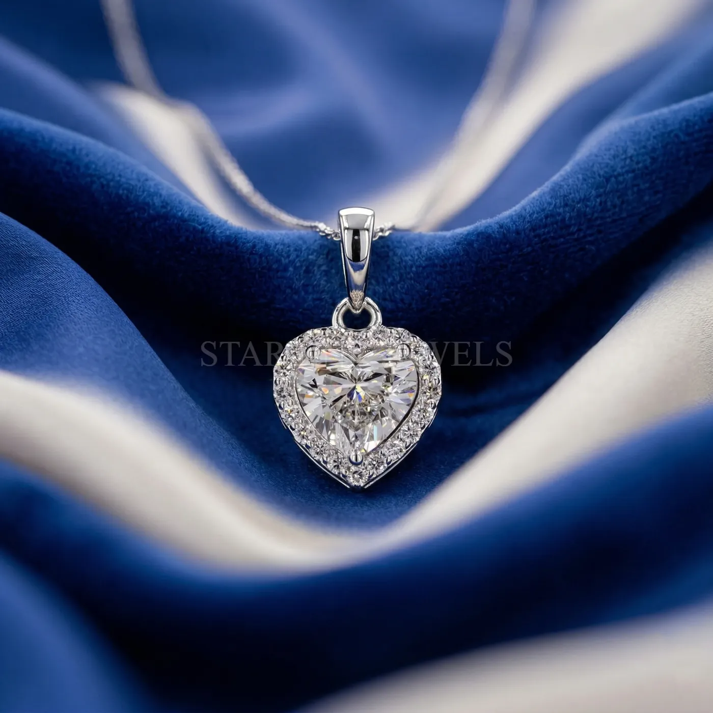 Elegant Heart Shape Diamond Halo Pendant