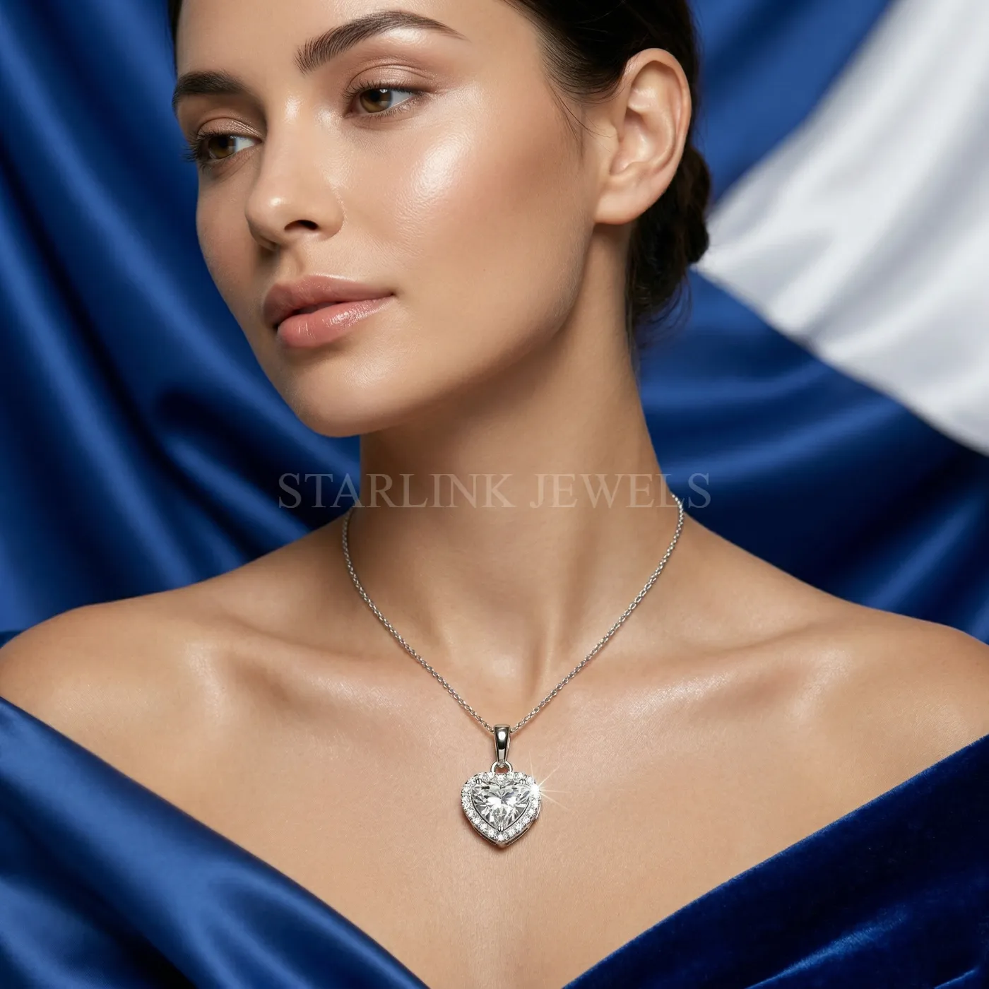 Elegant Heart Shape Diamond Halo Pendant – view 2