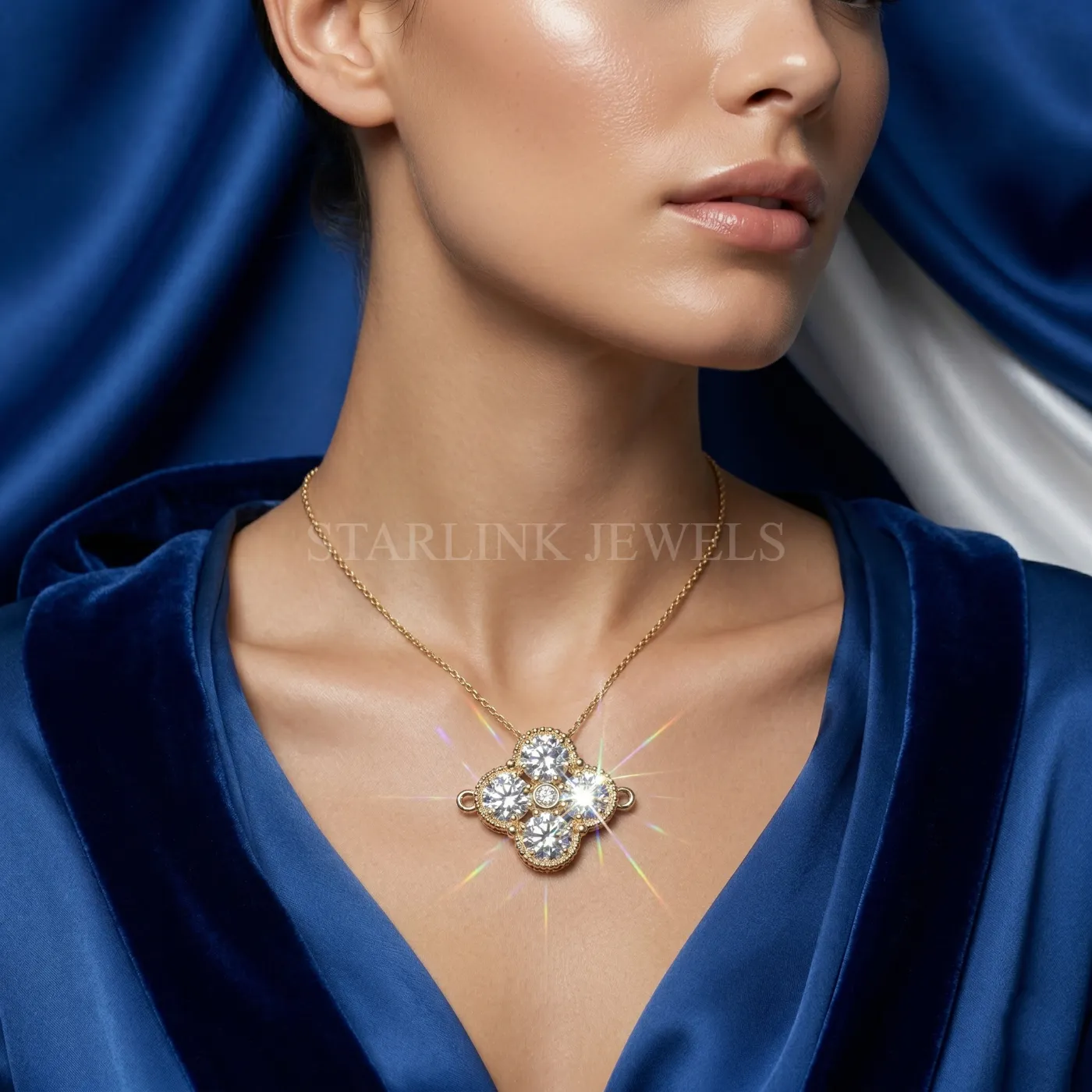 Floral Cluster Diamond Pendant – view 2