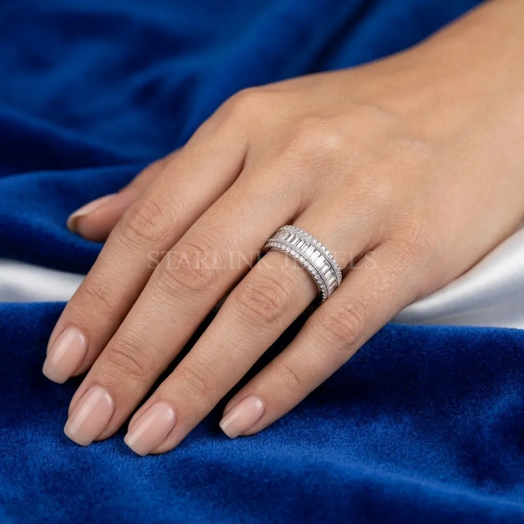Men’s Custom Baguette & Round Diamond Eternity Band – view 2