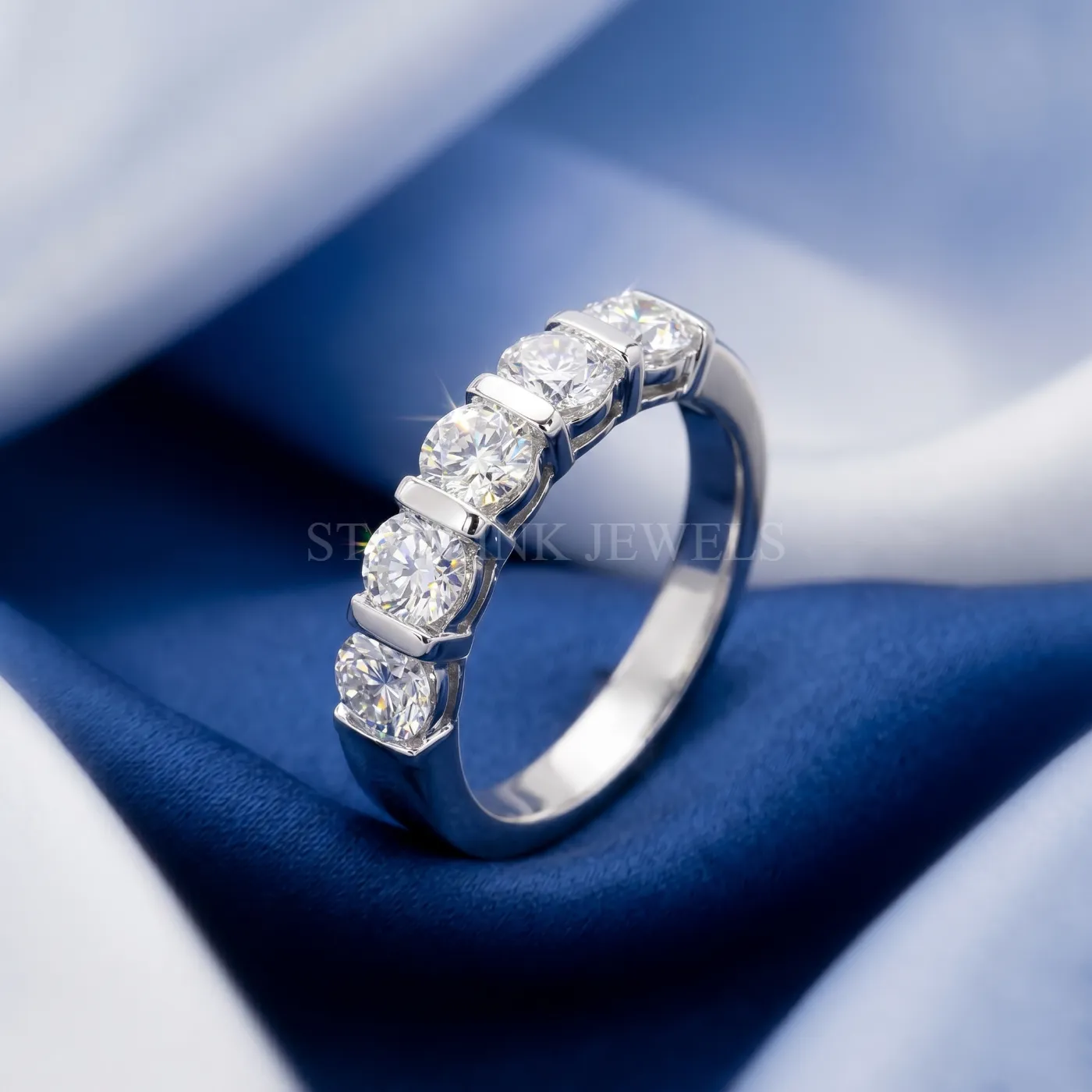 Round Diamond Half Eternity Band