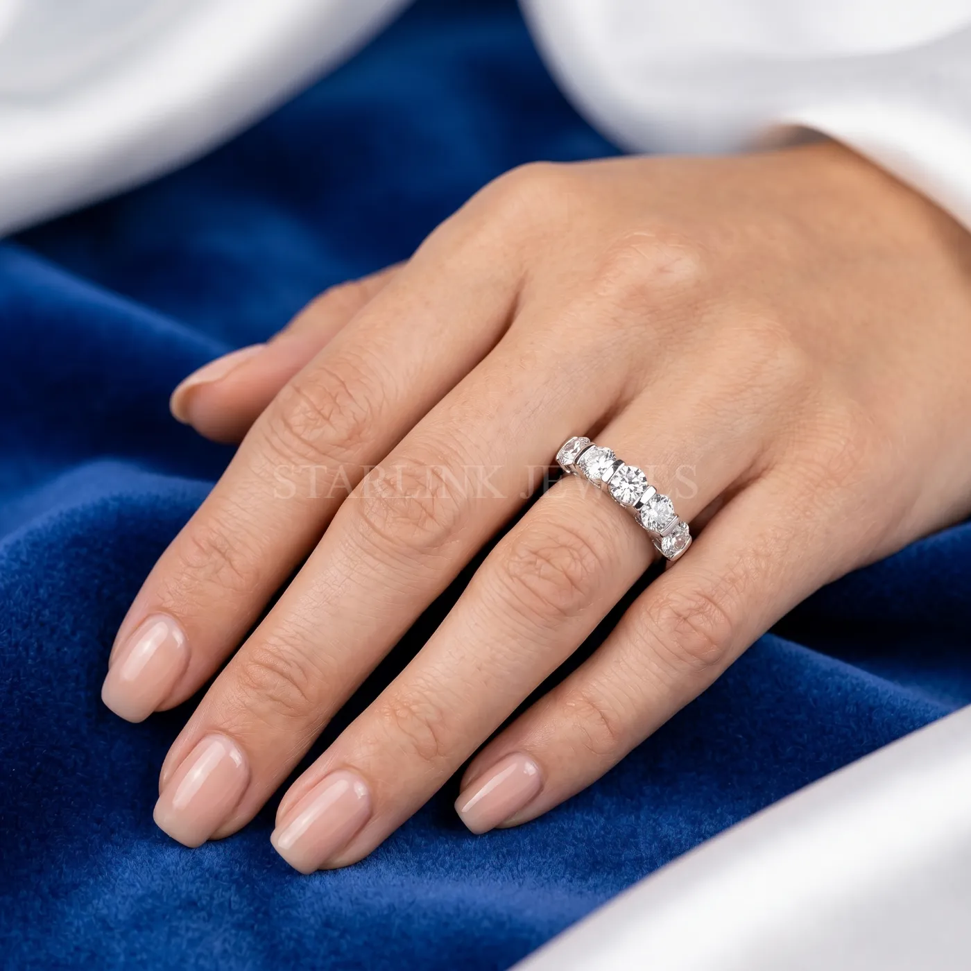Round Diamond Half Eternity Band – view 2