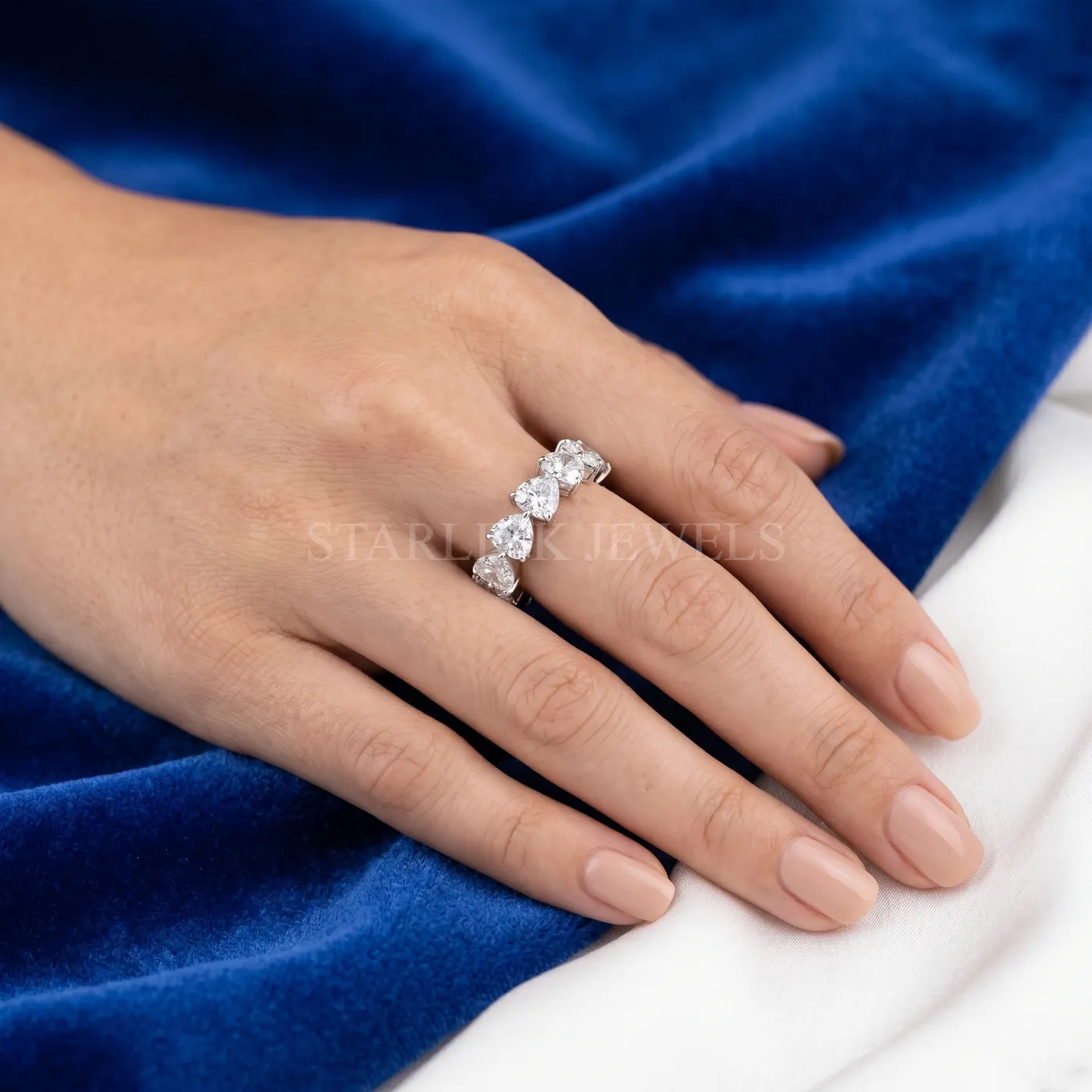 Heart Shape Diamond Full Eternity Ring – view 2