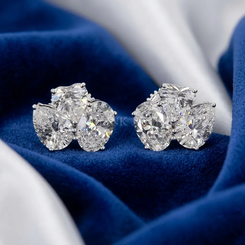 Blossom Three Stone Diamond Earrings