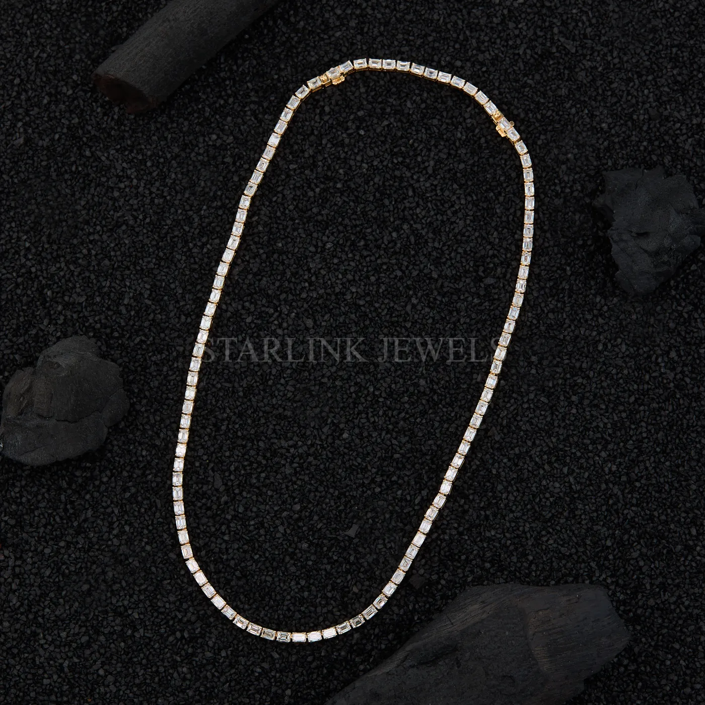 Emerald-Cut Diamond Tennis Necklace (16.00 CT Total Weight, 16") – view 4