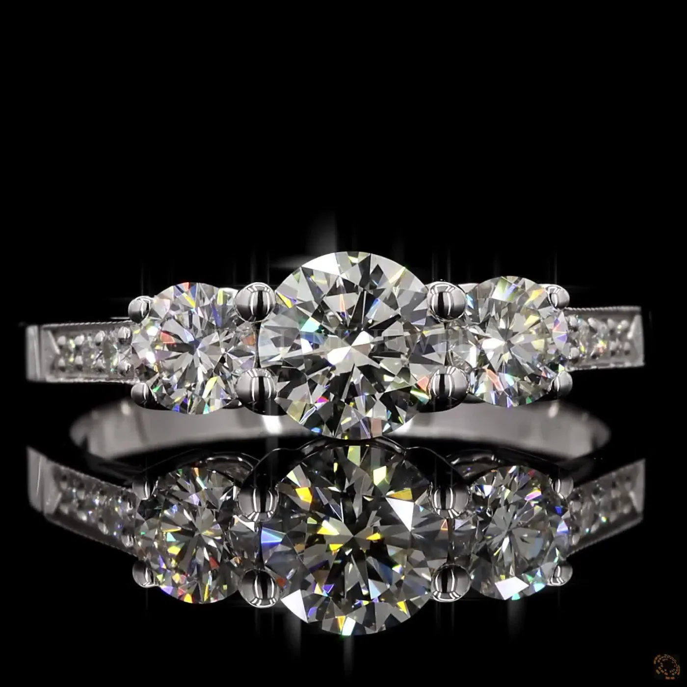 Three-Stone Round Diamond Ring – view 3