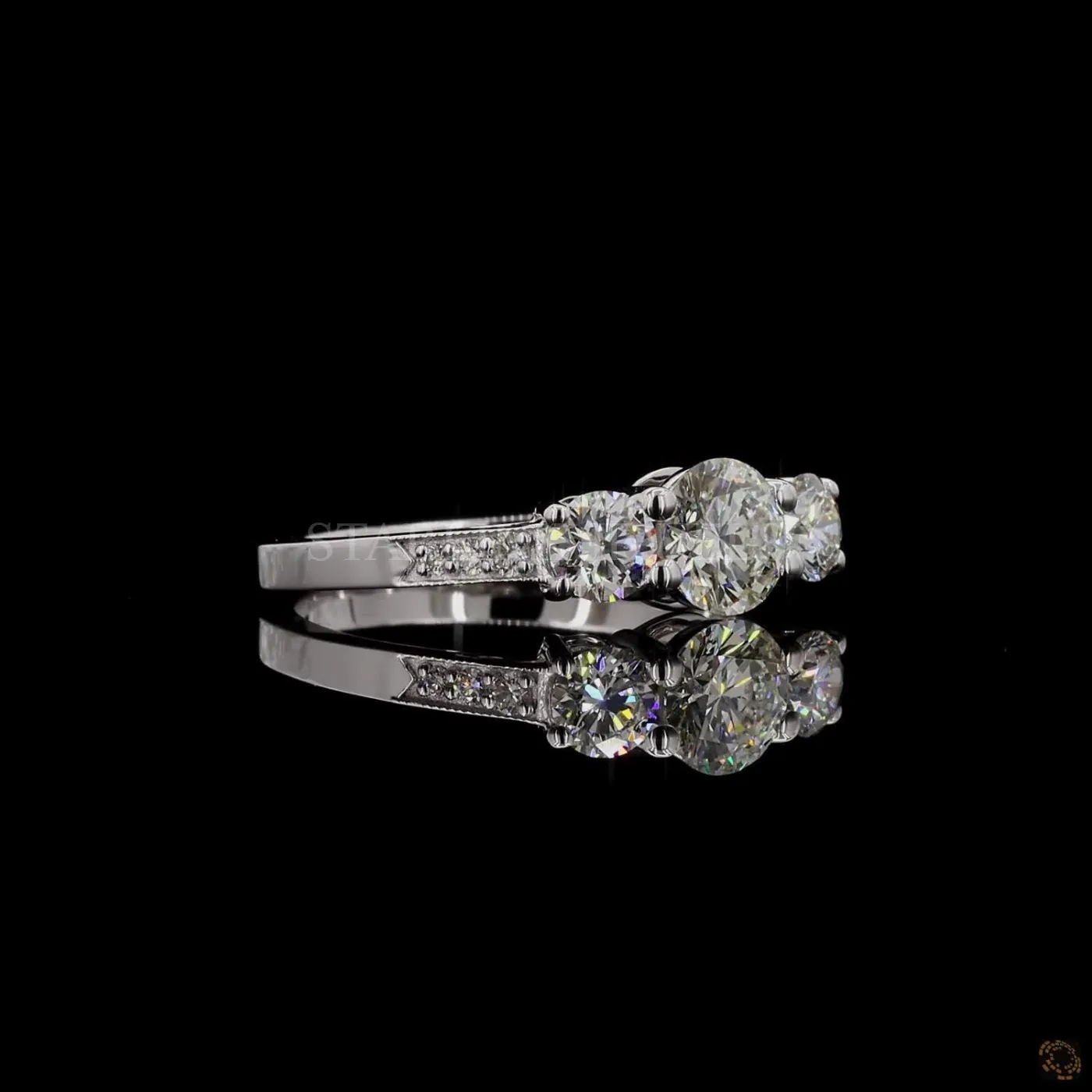 Three-Stone Round Diamond Ring – view 4