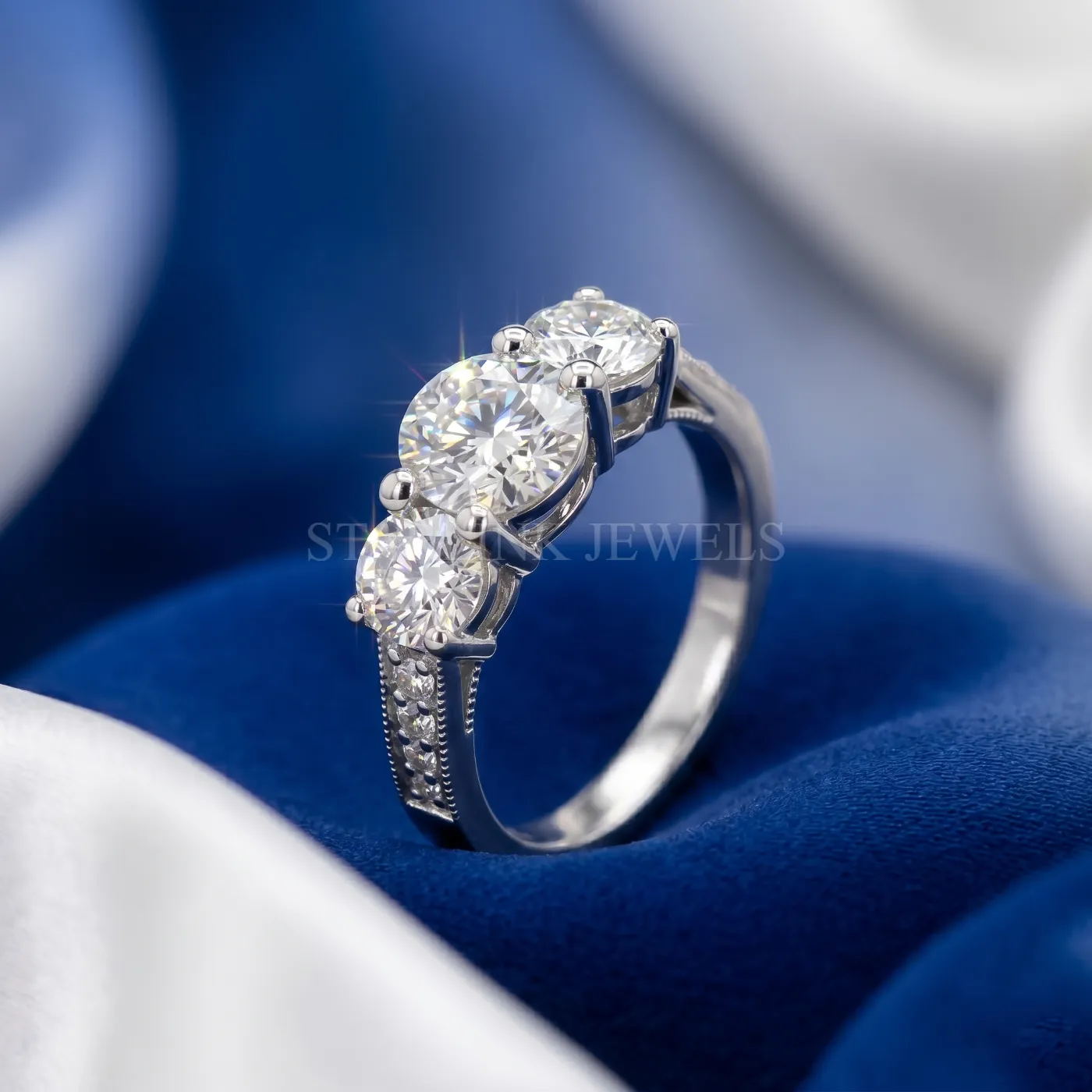 Three-Stone Round Diamond Ring – view 2