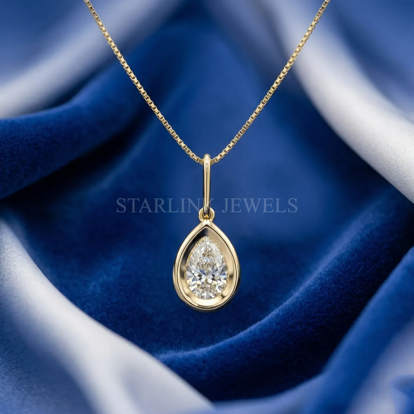 Pear Diamond Bezel Pendant