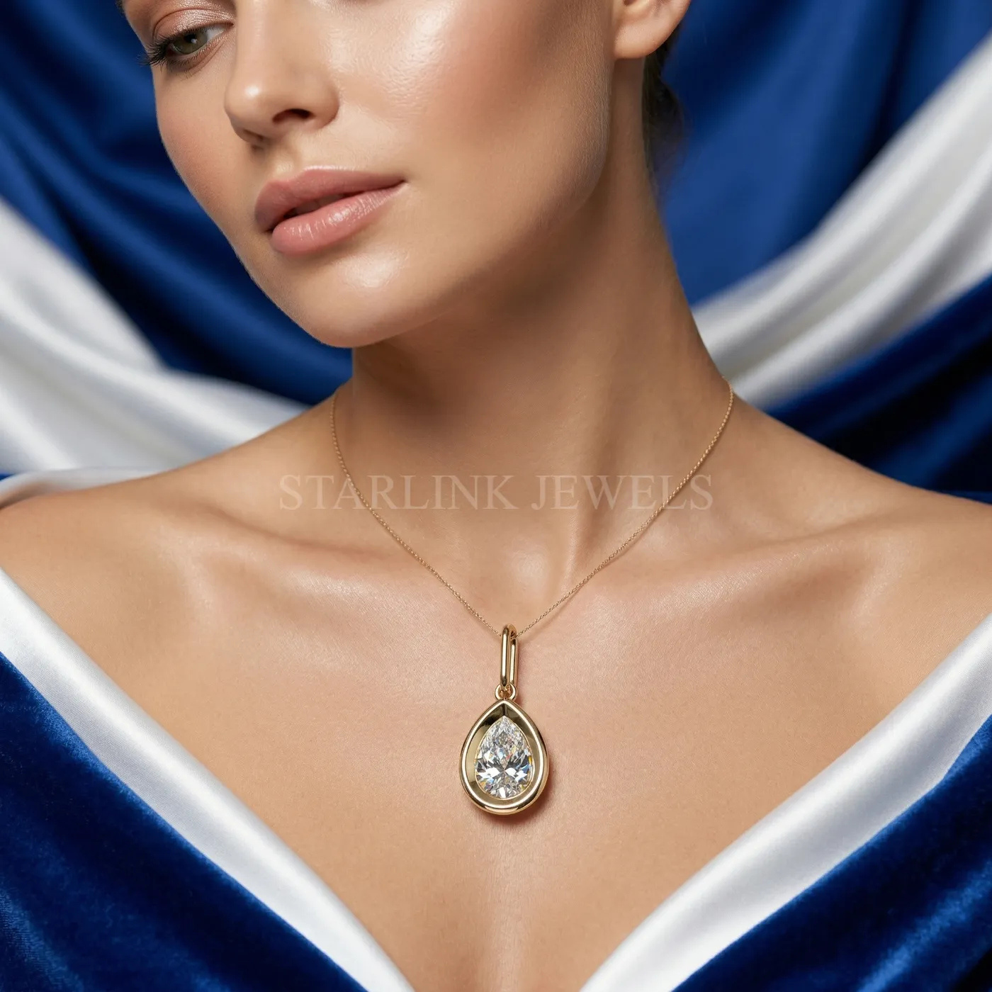 Pear Diamond Bezel Pendant – view 2
