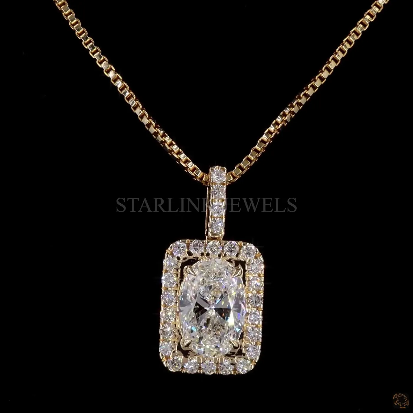 Oval Diamond Halo Pendant – view 3