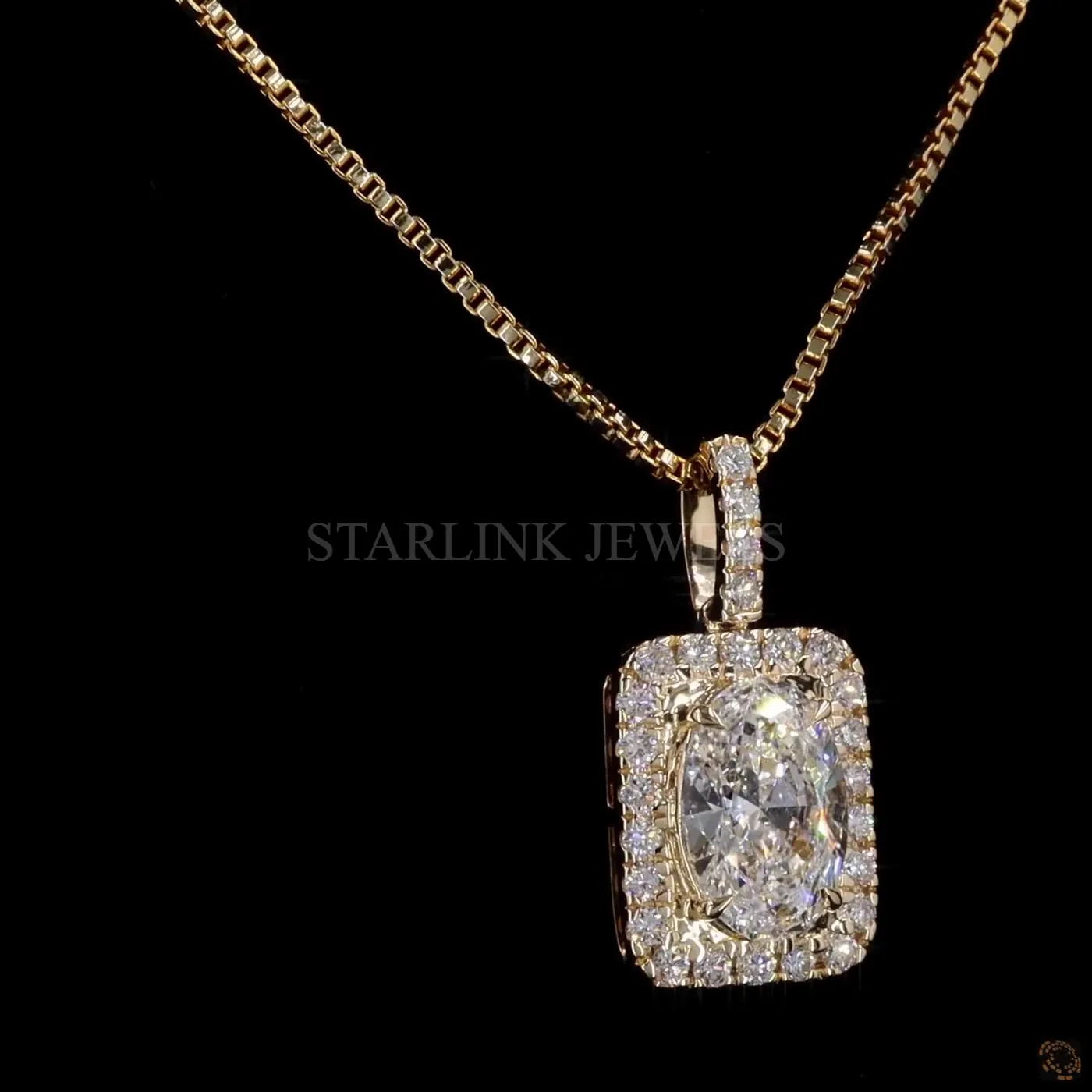 Oval Diamond Halo Pendant – view 4
