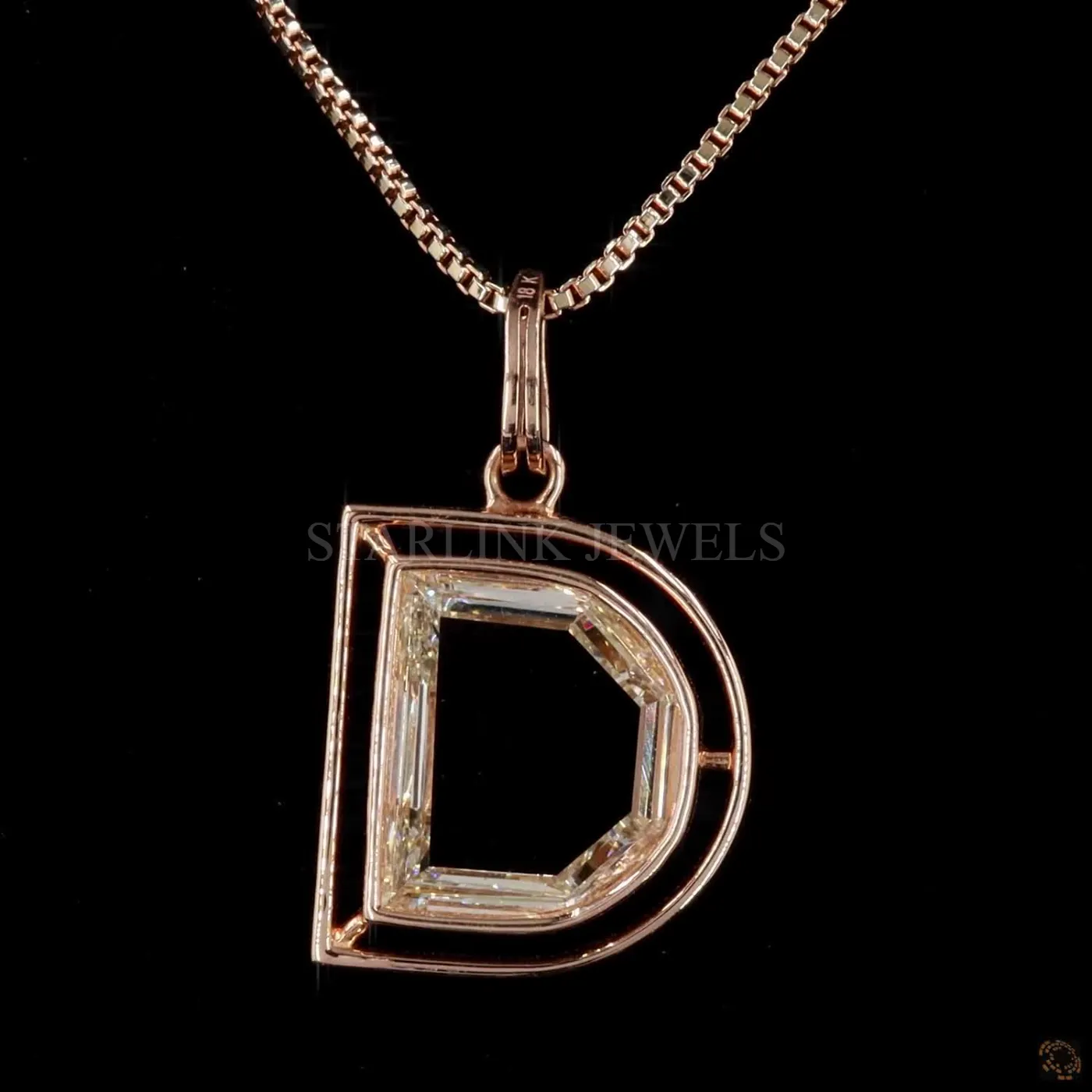 Custom Initial “D” Diamond Pendant – view 3