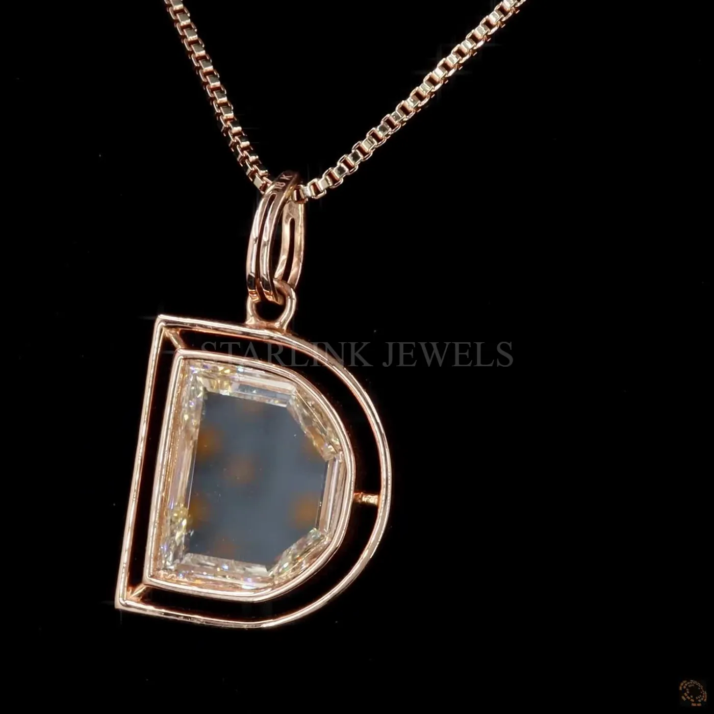 Custom Initial “D” Diamond Pendant – view 4