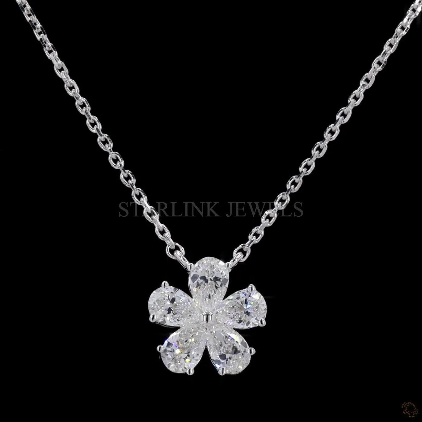 Pear Shape Diamond Flower Pendant – view 3