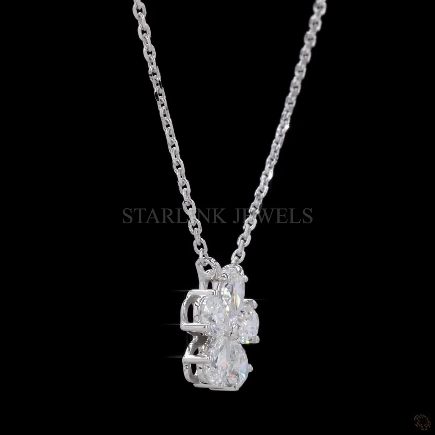 Pear Shape Diamond Flower Pendant – view 4